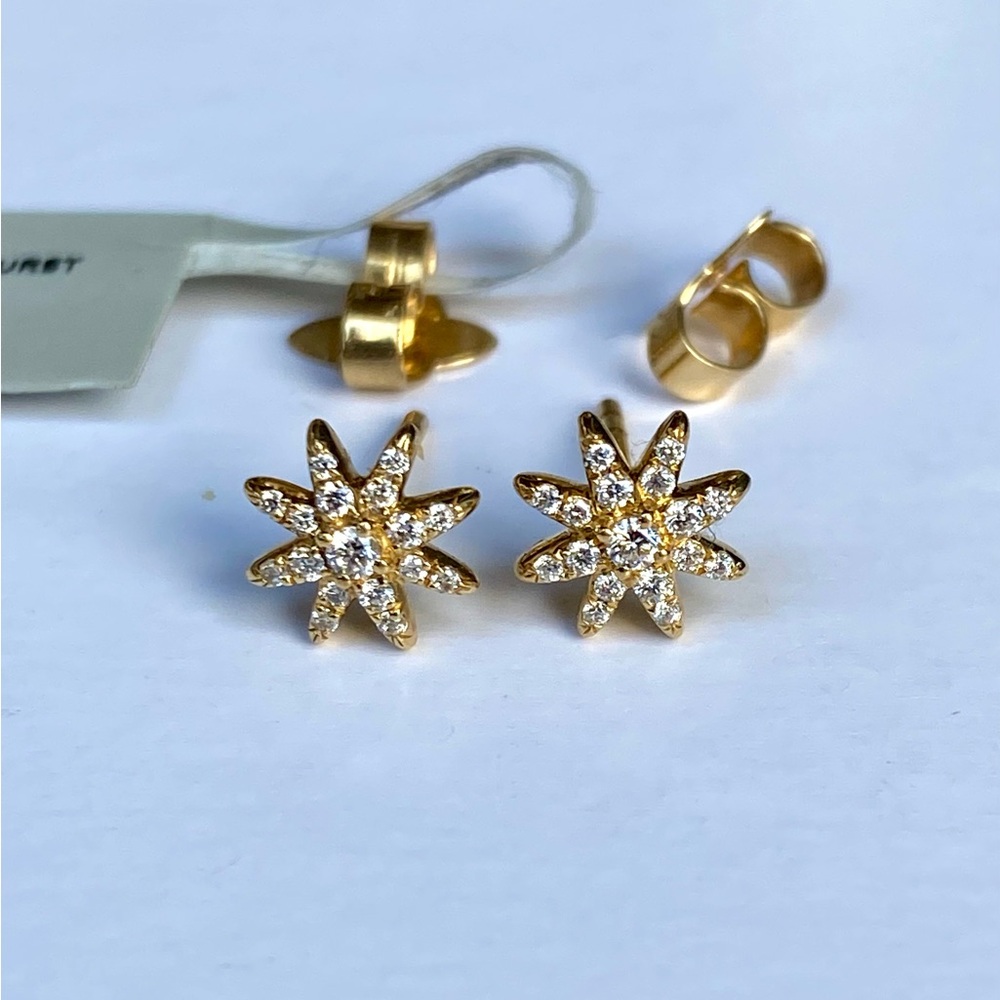 New David Yurman petite starburst 18k gold diamond earrings